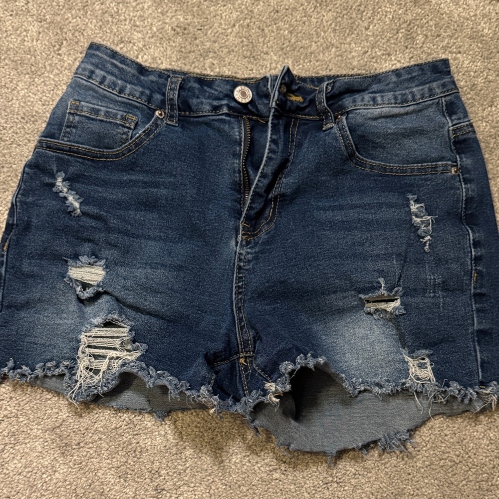 Distressed Denim Women Shorts with Stretch